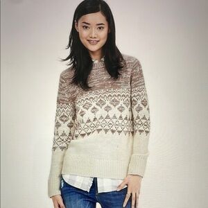 Banana Republic Italian Yarn Fair Isle Wool Blend Womens Crewneck Sweater Small